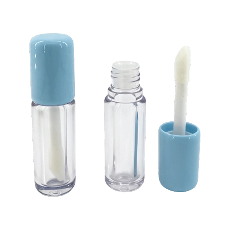 Sky Blue Round Lip Gloss Tube with Flocked Brush Head YS609
