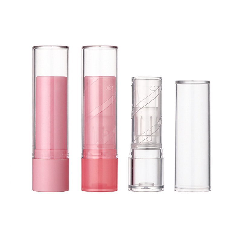 Empty Lipstick Tube Packaging Clear Round Pink YS651
