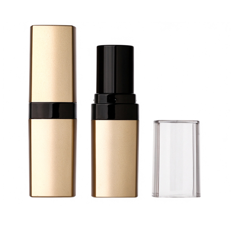 Empty Lipstick Tube Packaging Square Gold Metallic Black Cap YS653