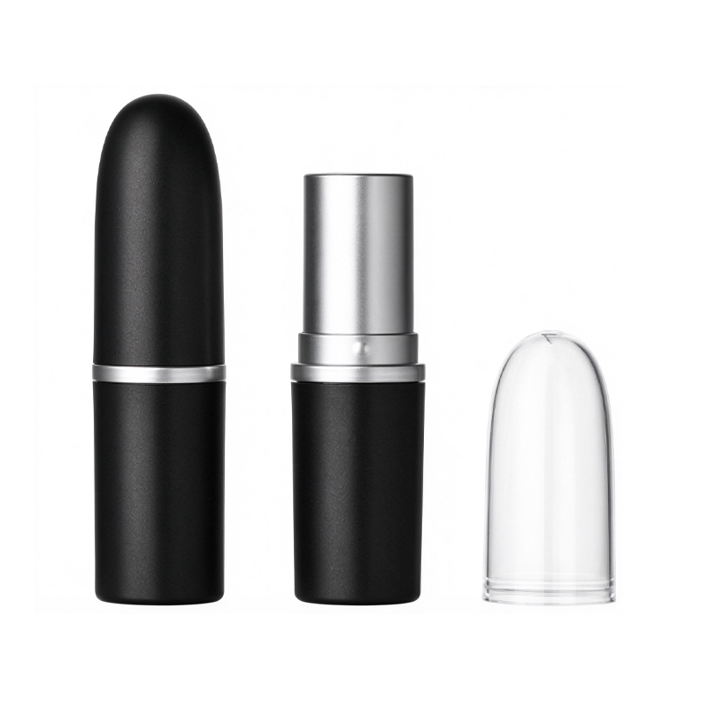 Empty Lipstick Tube Packaging Bullet Shape Matte Black YS654