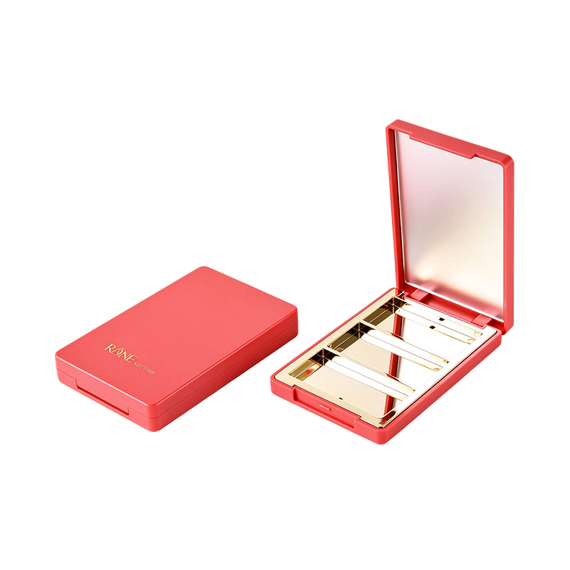 Rectangular Multi-Color Highlighter Blush Palette Compact Case Packaging with Mirror YS703
