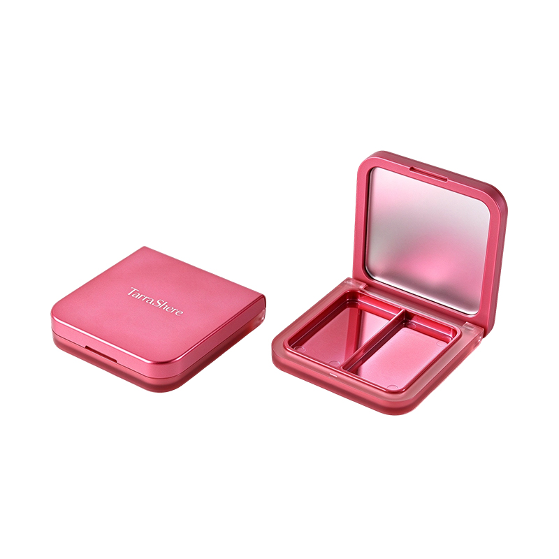 Square Dual-Color Blush Highlighter Compact Case Packaging with Mirror YS704