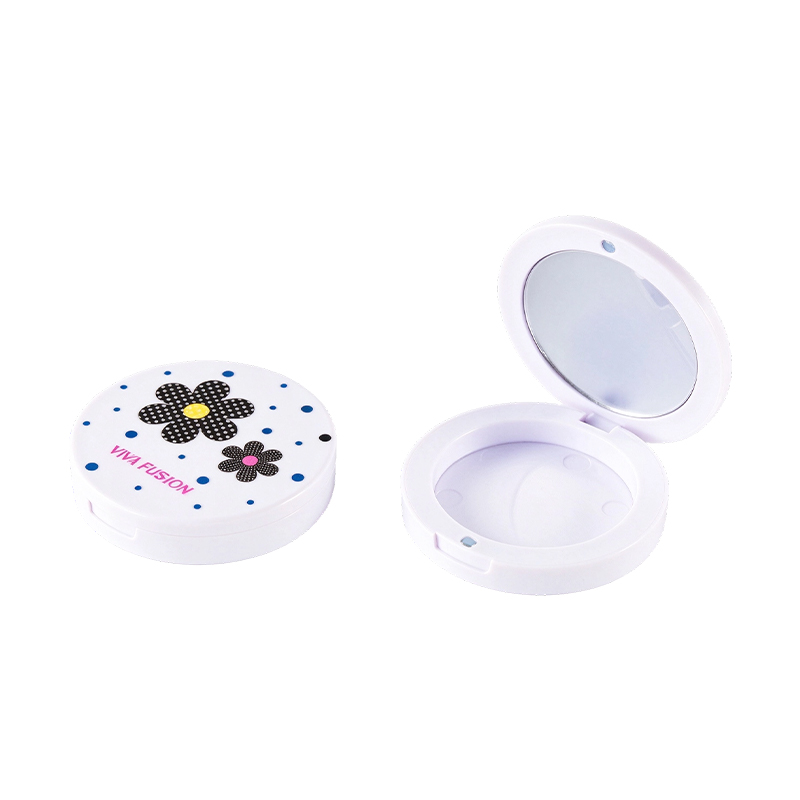 Round Printed Pressed Powder Compact Case Packaging with Mirror YS751